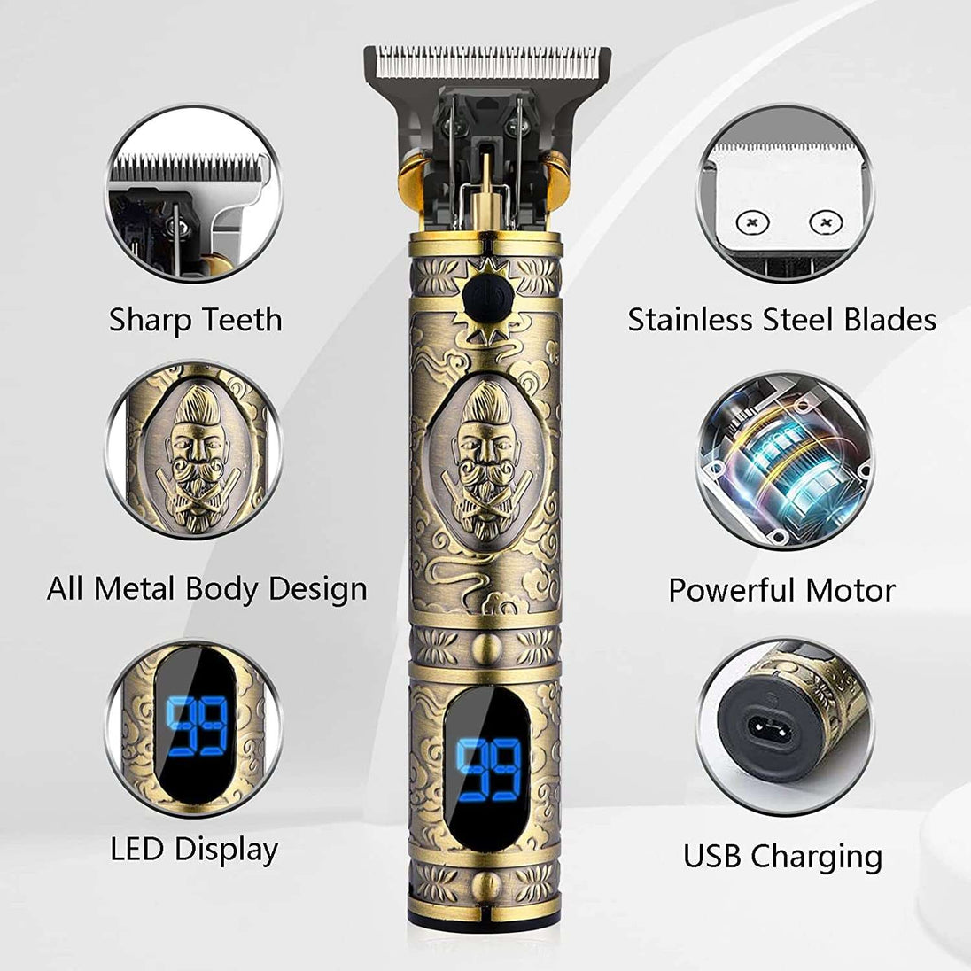 Professional Men&Women Hair Clippers Zero Gapped Cordless Hair Trimmer Professional Haircut & Grooming Kit for Men Rechargeable LED Display