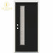 36 In. X 80 In. Left - Hand Inswing Narrow Lite Water Wave Glass Black Painted Fiberglass Prehung Front Door - VIP Hardware Store