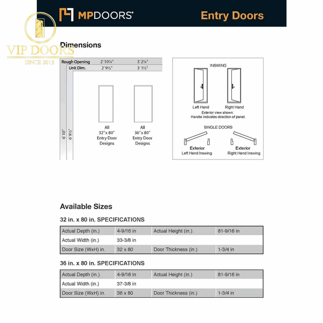 36 In. X 80 In. Medium Oak Right - Hand Inswing Contemporary Teak Stained Fiberglass Prehung Front Door - VIP Hardware Store