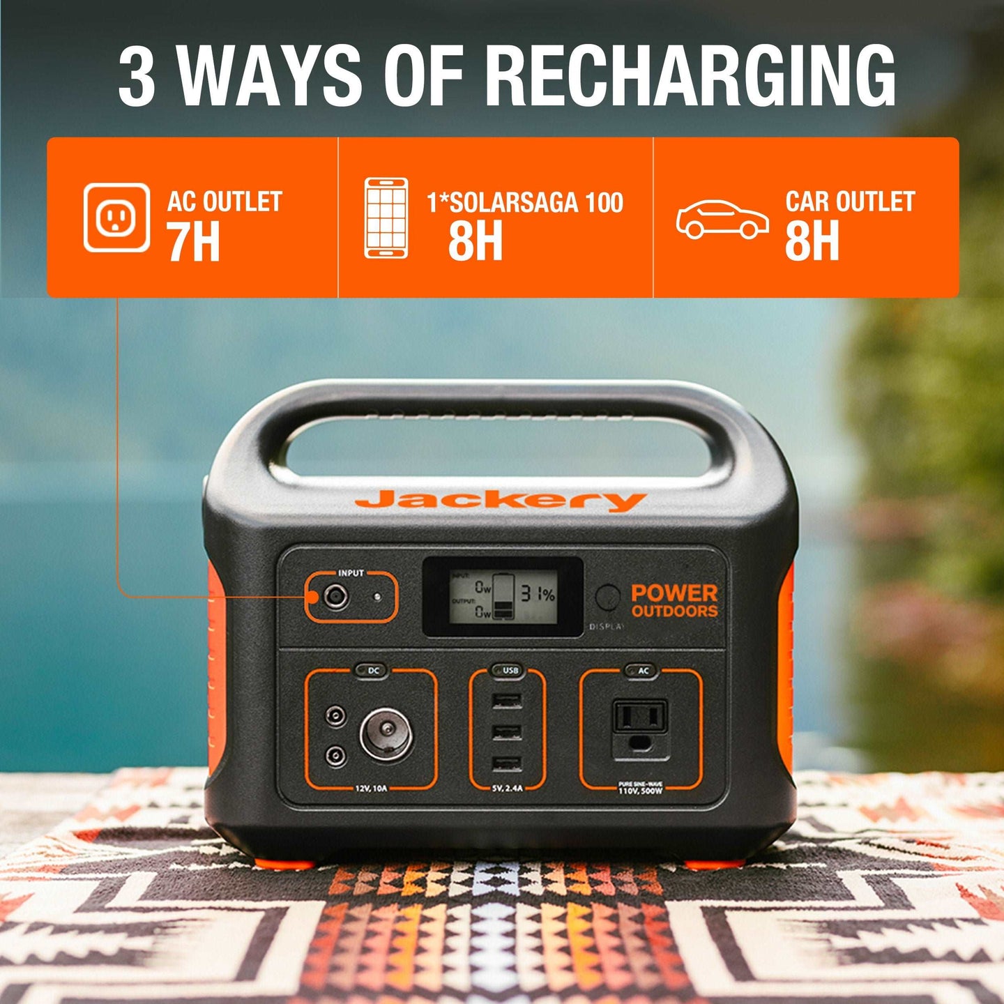 Jackery Solar Generator 550 500-Watt Portable Power Station (1 Solar Panel Included)