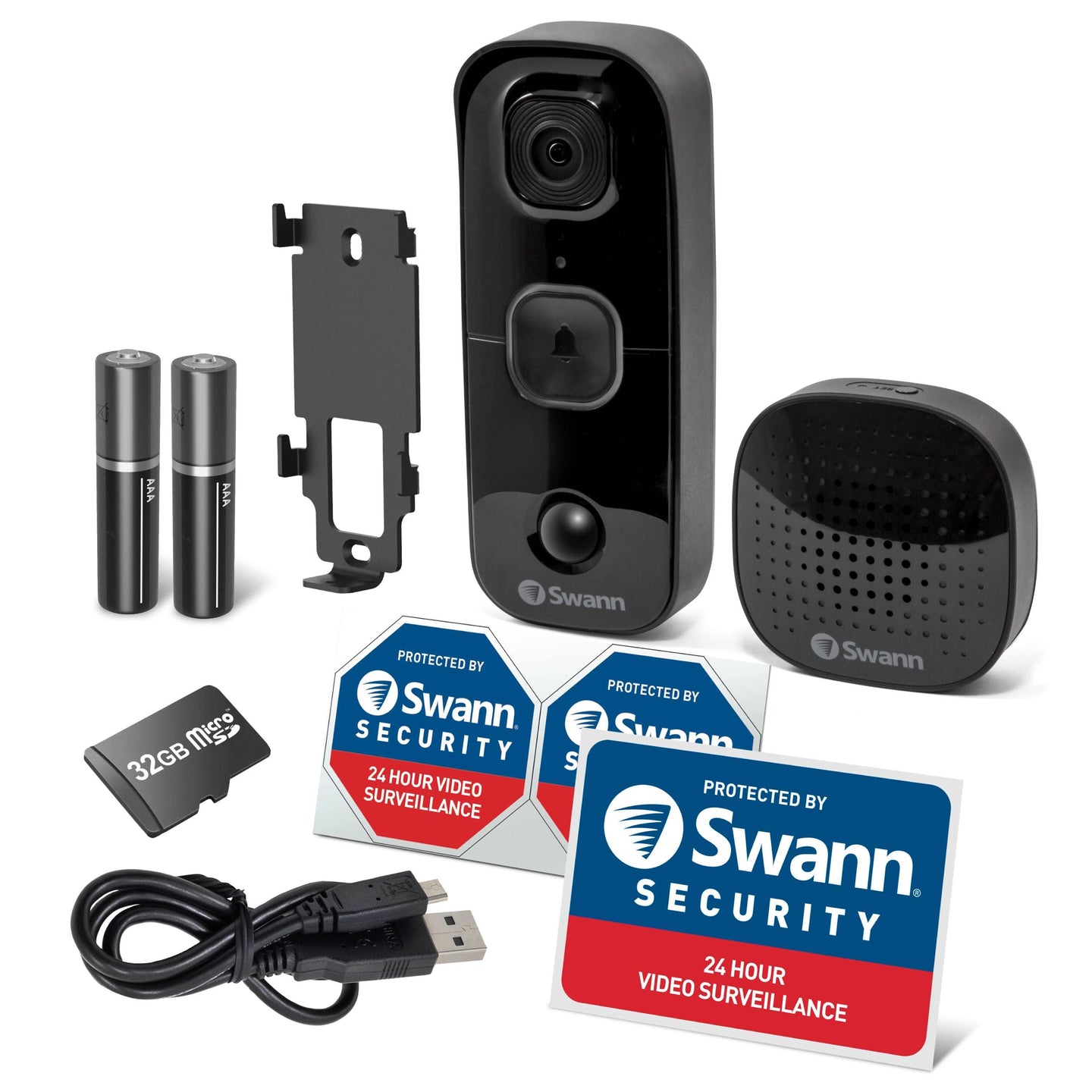 Swann Buddy Wired or Wireless Wi-Fi Compatibility Smart Video Doorbell in