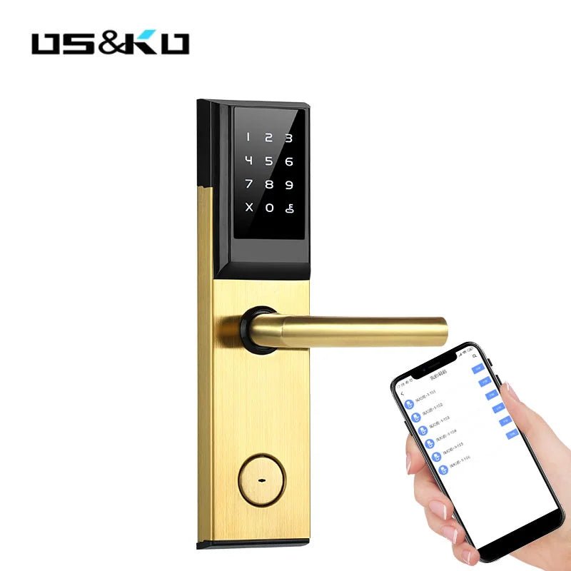 American standard security, keyless code, card reader, unlock electronic smart digital hotel house door lock. Works with WIFI and Bluetooth - VIP Hardware Store