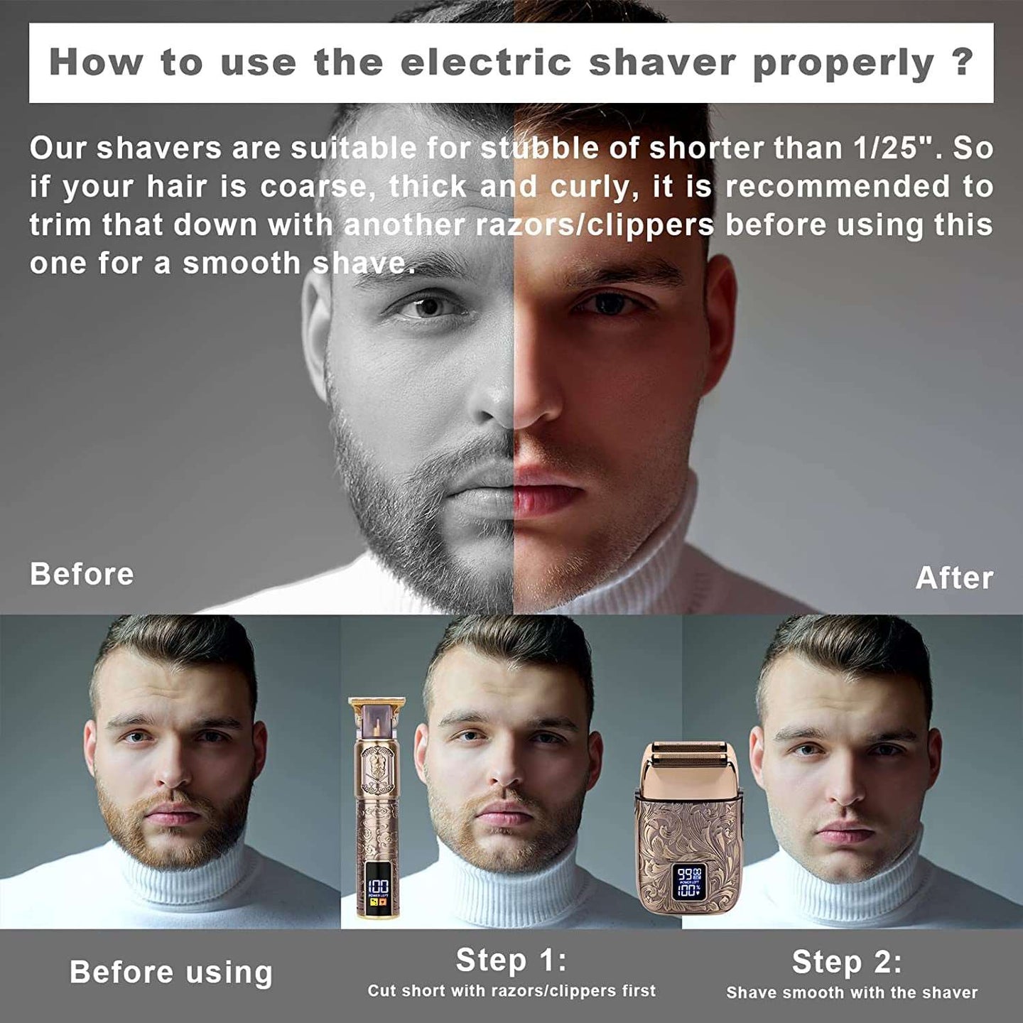 Electric Shaver for Men, Double Foil Head Shaver, 3 Adjustable Speeds Electric Razors, Head Shaver for Bald Men, Beard Trimmer with 2 Foil Head, Barber Supplies, Gifts for Men Fathers Husband