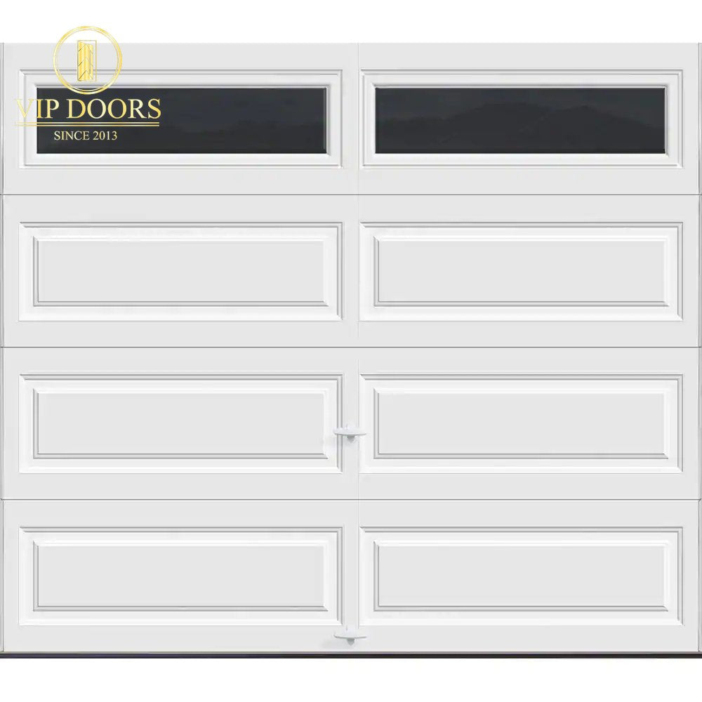 Classic Collection 9 Ft. X 7 Ft. 6.5 R - Value Insulated White Garage Door with Plain Windows - VIP Hardware Store