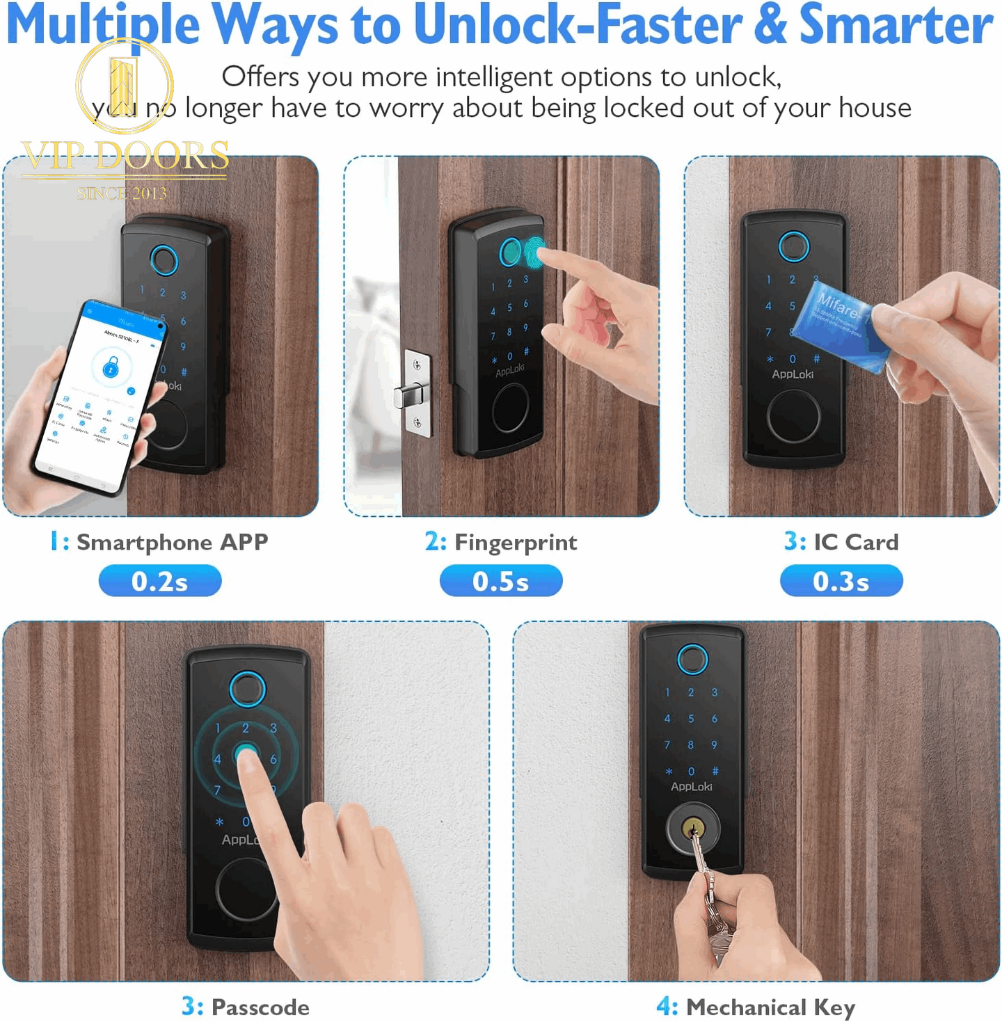 Fingerprint Smart Lock, Keypad Door Lock with Deadbolt, Keyless Entry Door Lock with Bluetooth APP, Front Door Lock Works with Alexa Voice, Fob, E-Key and Code, Auto-Lock for Home Apartment