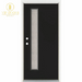 36 In. X 80 In. Left-Hand Inswing Narrow Lite Water Wave Glass Black Painted Fiberglass Prehung Front Door