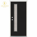 36 In. X 80 In. Left-Hand Inswing Narrow Lite Water Wave Glass Black Painted Fiberglass Prehung Front Door