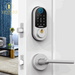 Keyless Entry Door Lock,  Fingerprint Door Lock with Keypads, Electronic Digital Deadbolt Smart Lock for Front Door, Support IC Cards, Touchscreen Auto Lock, Anti-Peeking Password