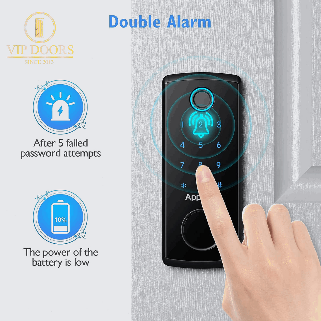 Fingerprint Smart Lock, Keypad Door Lock with Deadbolt, Keyless Entry Door Lock with Bluetooth APP, Front Door Lock Works with Alexa Voice, Fob, E-Key and Code, Auto-Lock for Home Apartment