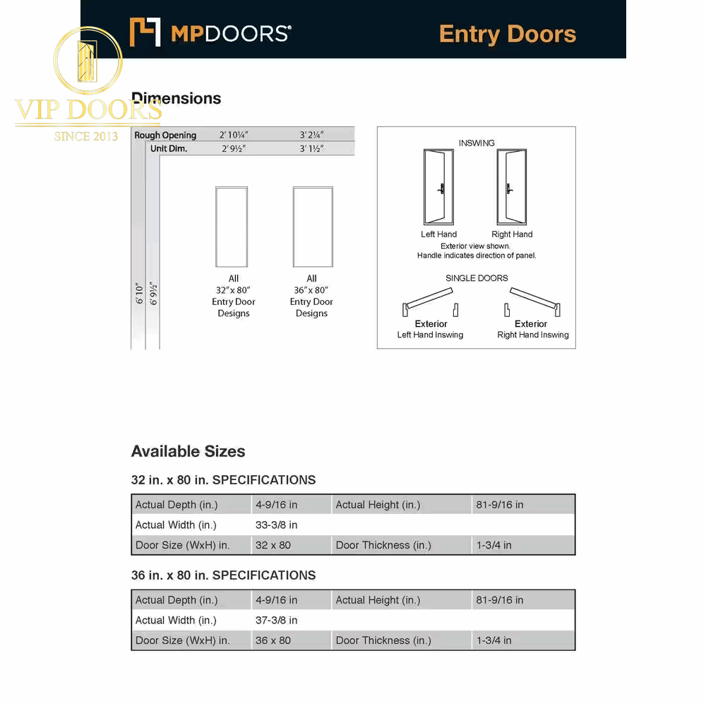 36 In. X 80 In. Left-Hand Inswing 4 Lite Water Wave Glass Black Finished Fiberglass Prehung Front Door