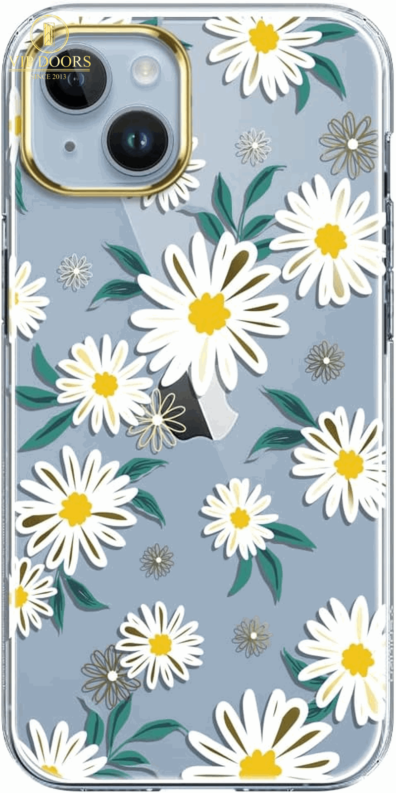 Compatible with Iphone 14 Case with Flowers,For Girly Women,Shockproof Clear Floral Pattern Hard Back Cover for Iphone 14 6.1 Inch 2022 -Blue