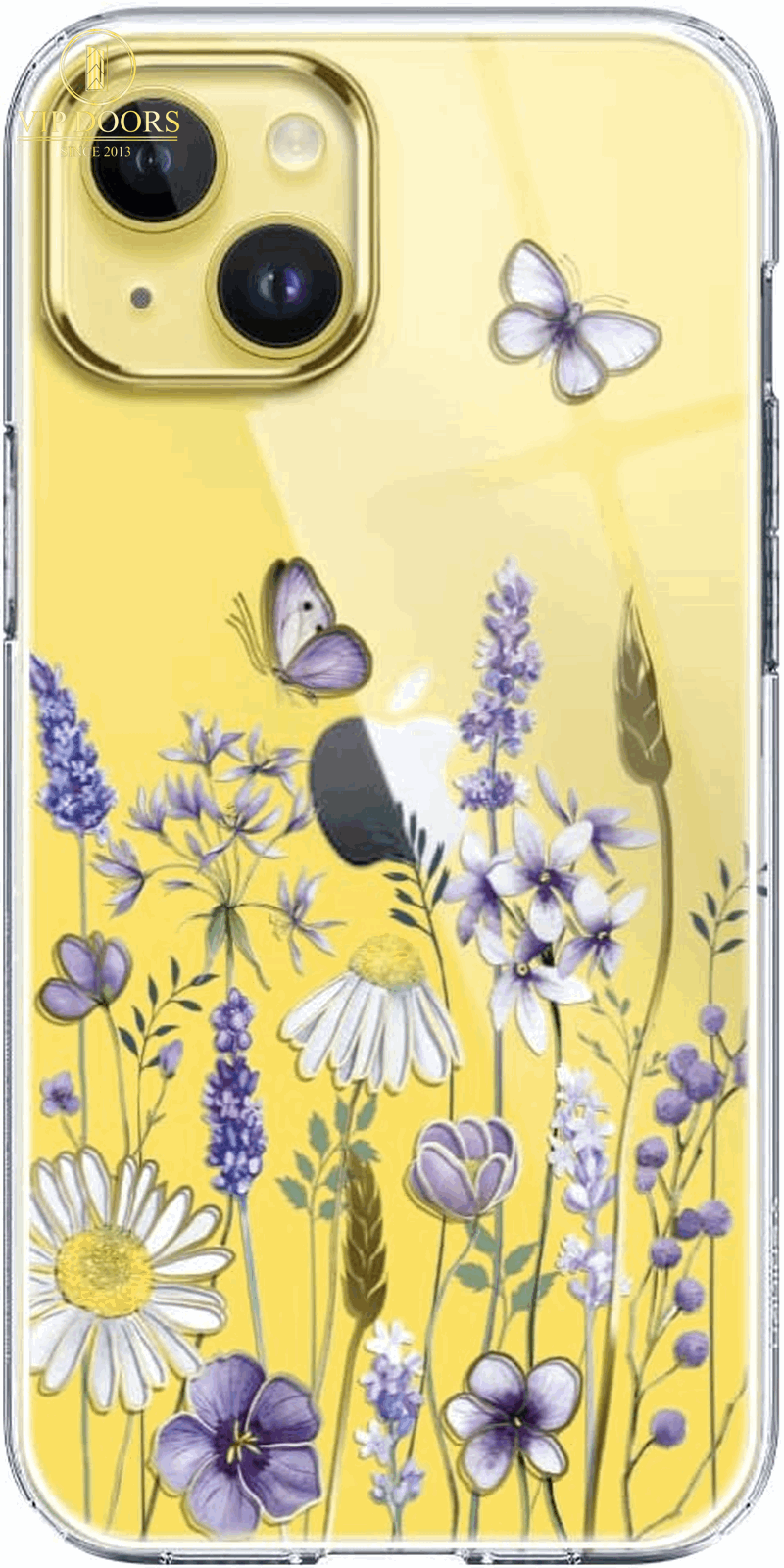 Compatible with Iphone 14 Case with Flowers,For Girly Women,Shockproof Clear Floral Pattern Hard Back Cover for Iphone 14 6.1 Inch 2022 -Blue