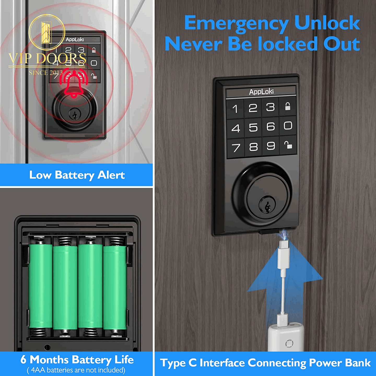 Smart Lock, Electronic Keypad Deadbolt Lock, Keyless Entry Door Lock with Auto-Lock, 100 User Codes, Anti-Peeping Password, Easy to Install and Program, Keypad Door Lock for Home Bedroom