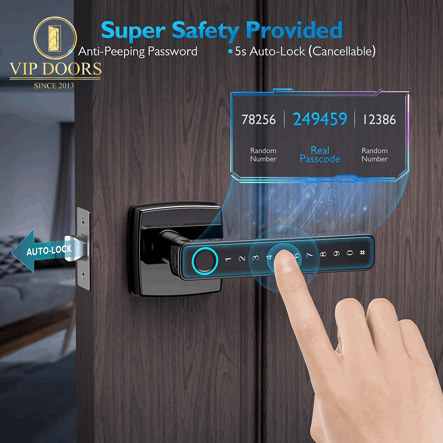 [Newest Upgrade 2023] Fingerprint Door Lock, Keyless Entry Door Lock with App Control, Biometric Smart Lock with Reversible Handle, Bluetooth, Key, Keypad Deadbolt Lock for Home Bedroom Hotel