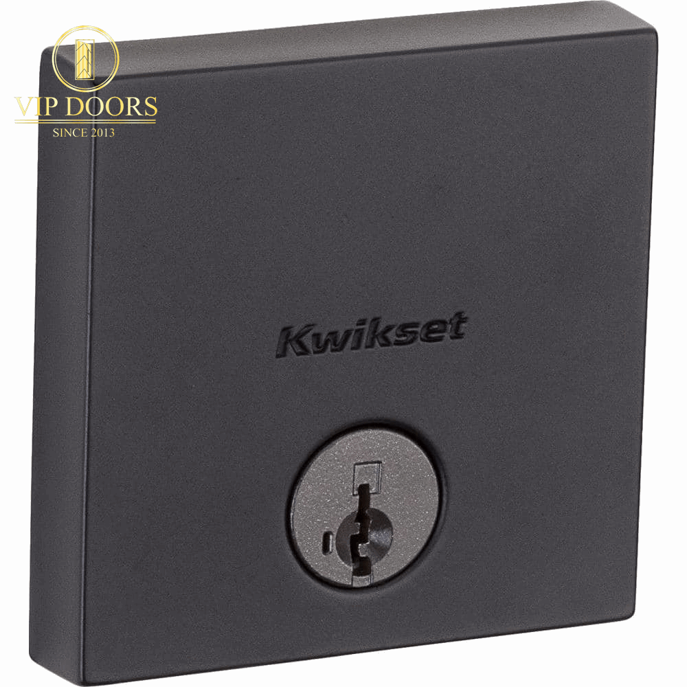 Downtown Low Profile Iron Black Square Single Cylinder Contemporary Deadbolt Featuring Smartkey Security