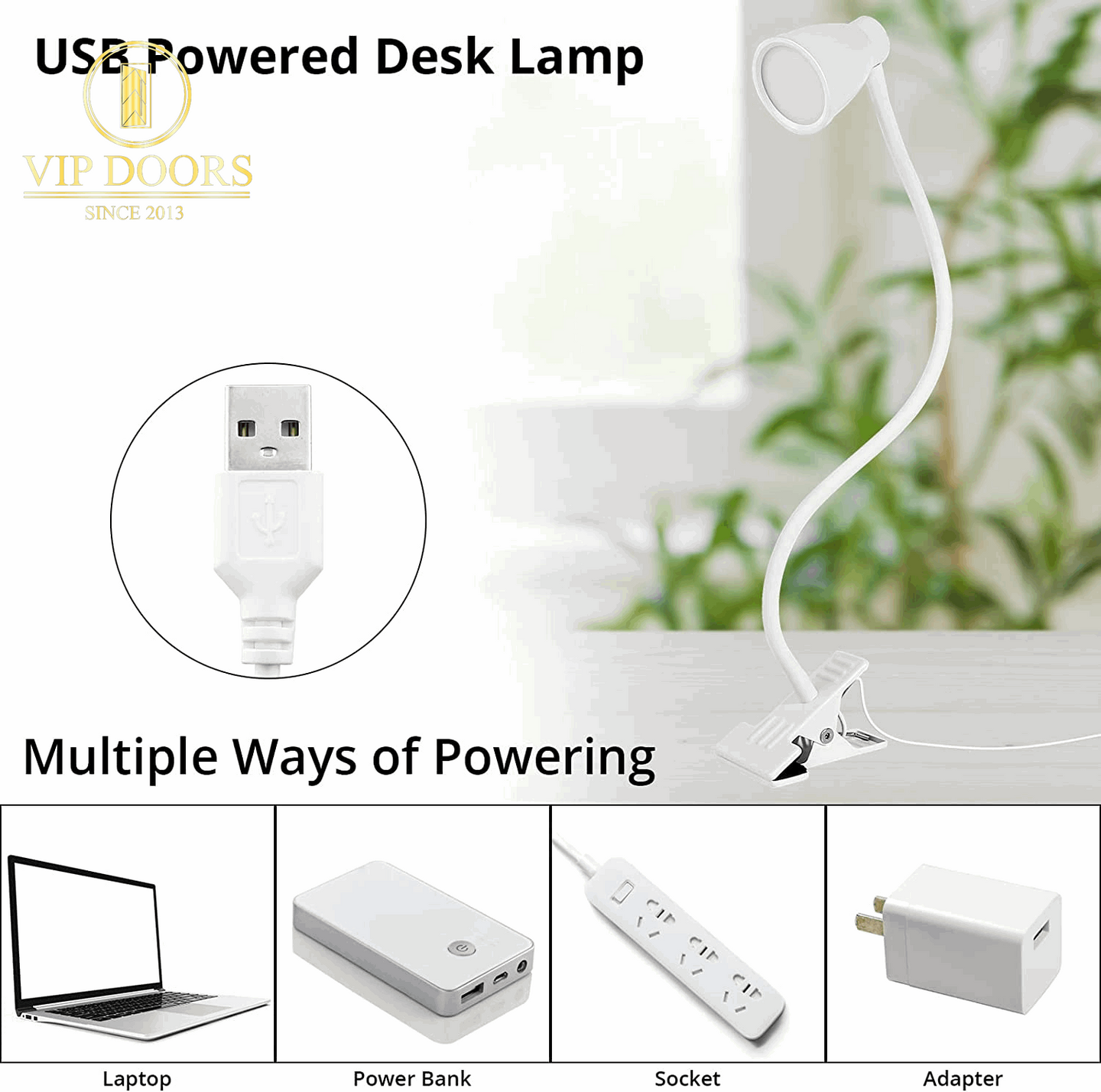 Desk Lamp Clip-On Reading Light, 3 Color * 5 Brightness Study Lamp with Flexible Neck & Clamp, Reading Lamp for Bedside Book Reading, Painting Board, Music Stand, Etc