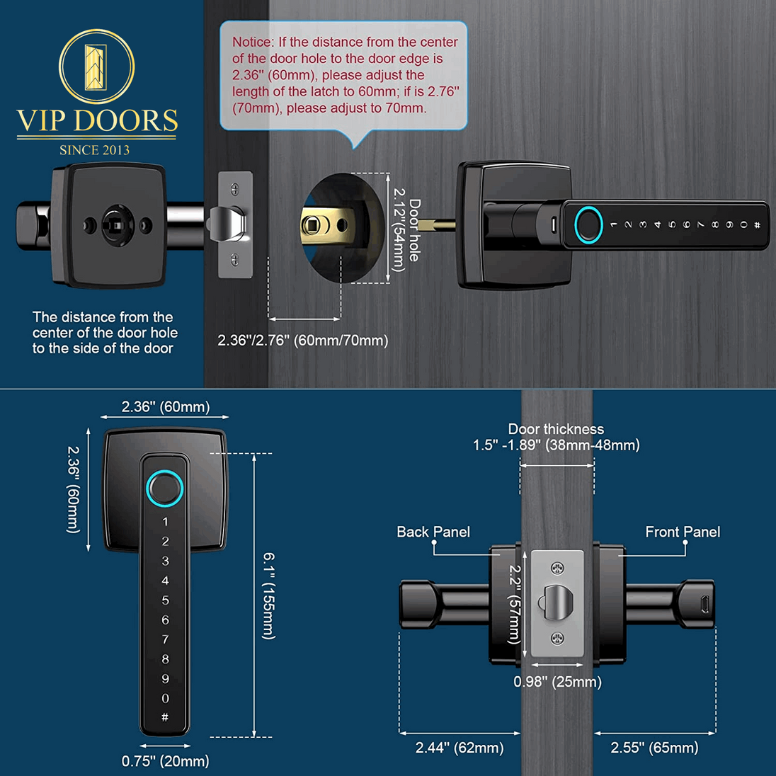 [Newest Upgrade 2023] Fingerprint Door Lock, Keyless Entry Door Lock with App Control, Biometric Smart Lock with Reversible Handle, Bluetooth, Key, Keypad Deadbolt Lock for Home Bedroom Hotel