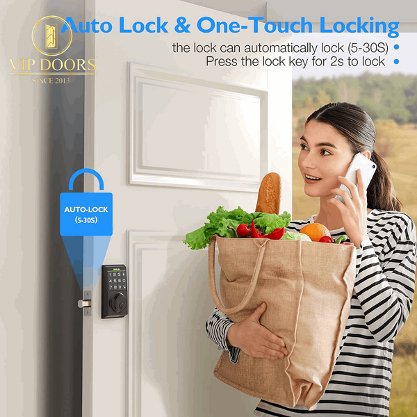 Smart Lock, Electronic Keypad Deadbolt Lock, Keyless Entry Door Lock with Auto-Lock, 100 User Codes, Anti-Peeping Password, Easy to Install and Program, Keypad Door Lock for Home Bedroom