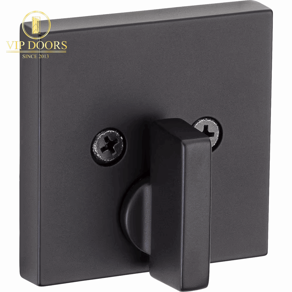 Downtown Low Profile Iron Black Square Single Cylinder Contemporary Deadbolt Featuring Smartkey Security