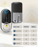 Keyless Entry Door Lock,  Fingerprint Door Lock with Keypads, Electronic Digital Deadbolt Smart Lock for Front Door, Support IC Cards, Touchscreen Auto Lock, Anti-Peeking Password