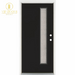 36 In. X 80 In. Left-Hand Inswing Narrow Lite Water Wave Glass Black Painted Fiberglass Prehung Front Door