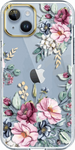 Compatible with Iphone 14 Case with Flowers,For Girly Women,Shockproof Clear Floral Pattern Hard Back Cover for Iphone 14 6.1 Inch 2022 -Blue