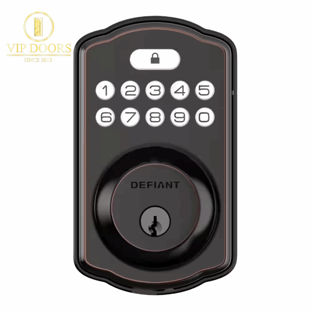 Single Cylinder Castle Electronic Keypad Deadbolt Aged Bronze