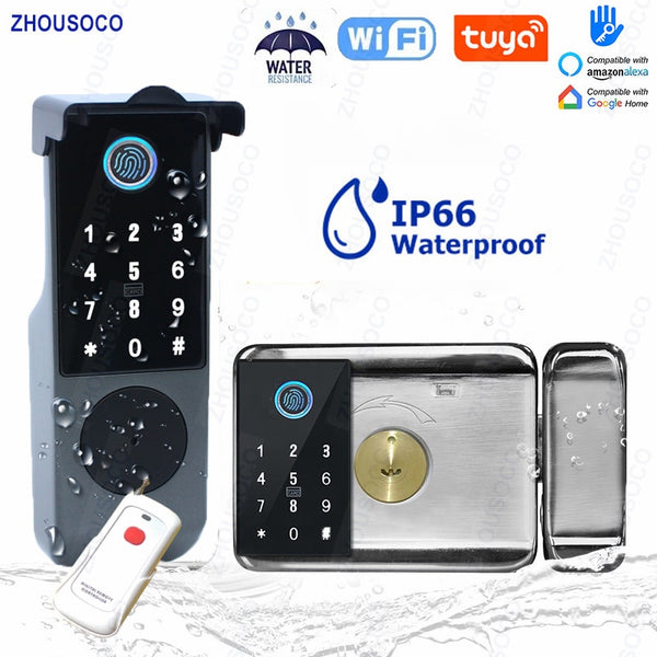 Fingerprint Lock Waterproof Tuya Wifi Remote Control Bluetooth TTLock App Card Digital Code Keyless Electronic Smart Door Lock - VIP Hardware Store