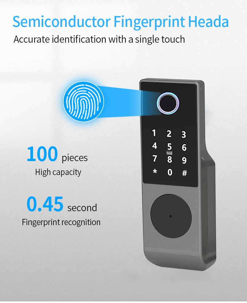 Fingerprint Lock Waterproof Tuya Wifi Remote Control Bluetooth TTLock App Card Digital Code Keyless Electronic Smart Door Lock - VIP Hardware Store