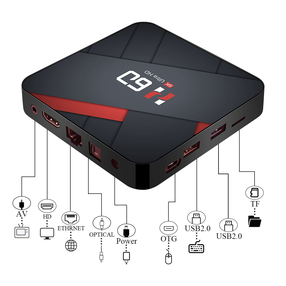 HONGTOP Android 10.0 TV BOX 4GB 64GB 6K Voice Assistant 1080P Video TV Receiver Wifi 2.4G&5G Bluetooth Smart TV Box Set Top Box