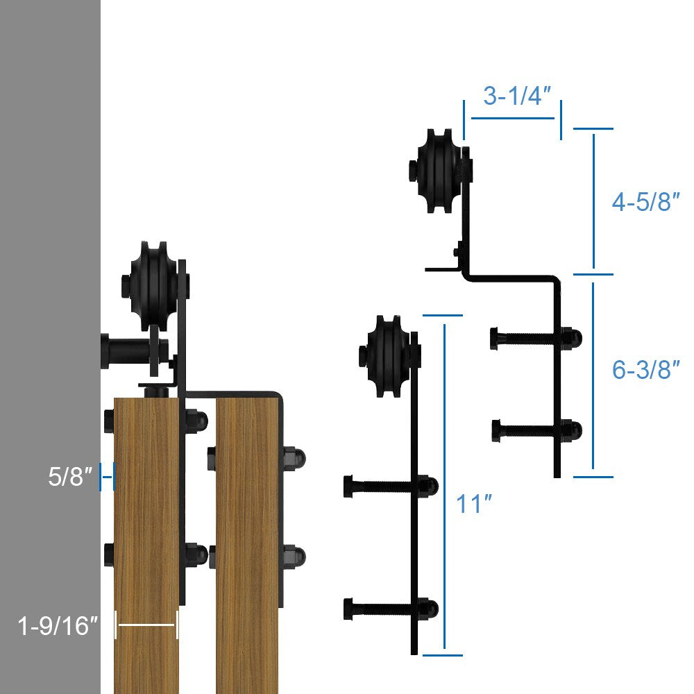 LWZH 4-9.6FT Bypass Sliding Barn Door Hardware Track Bent Hanger Bypassing System