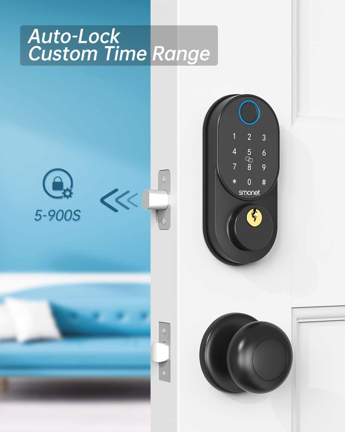 Keyless Entry Door Locks with Keypads, Smart Fingerprint Front Door Lock with Touchscreen Auto Lock,Electronic Digital Biometric Deadbolt Support IC Card, Code,Key Wireless Home Combination Lock